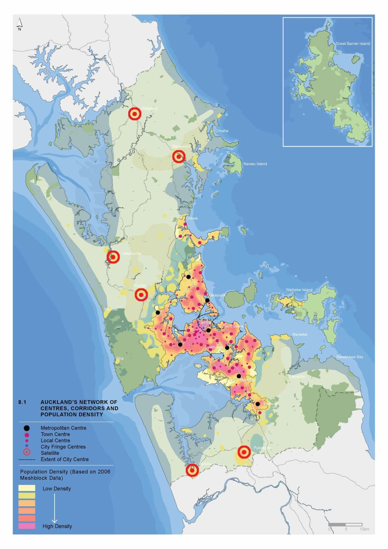 Auckland Spatial 6 Corridors and Population Density PORT