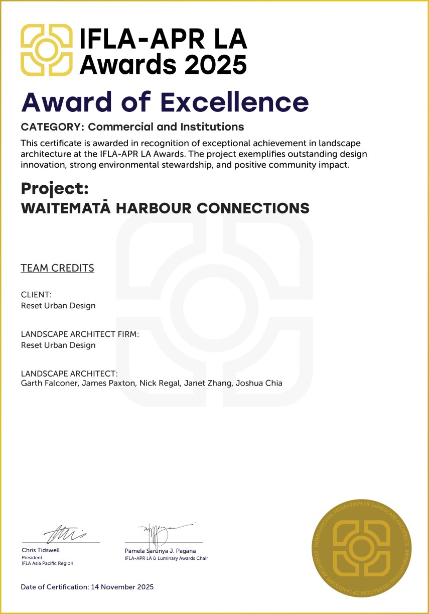 Award Commercial and Inst itutions WAITEMATĀ HARBOUR CONNECTIONS